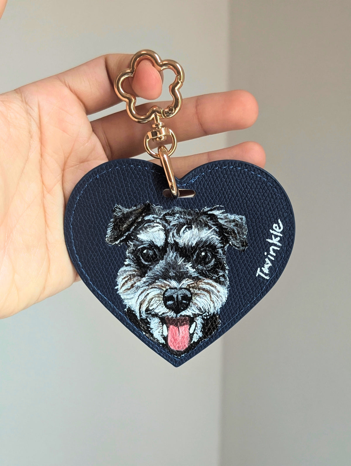 Hand-painted pet on blue heart