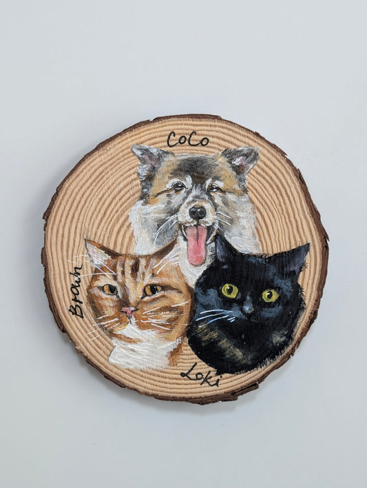Pet Portrait on Bark