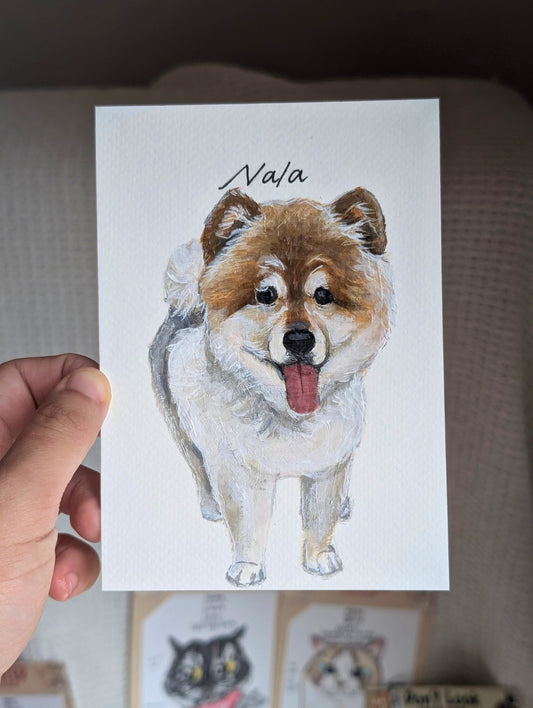 Hand-painted Pet Portrait on A6 Art Card