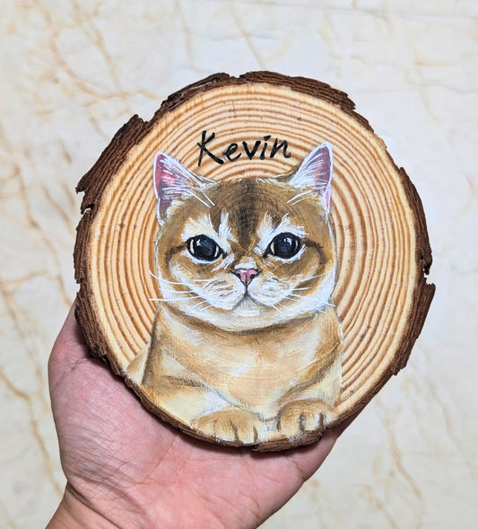Hand-painted Pet Portraits on Bark Magnet