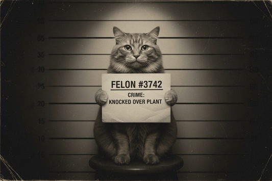 Criminal pet portrait — wanted poster