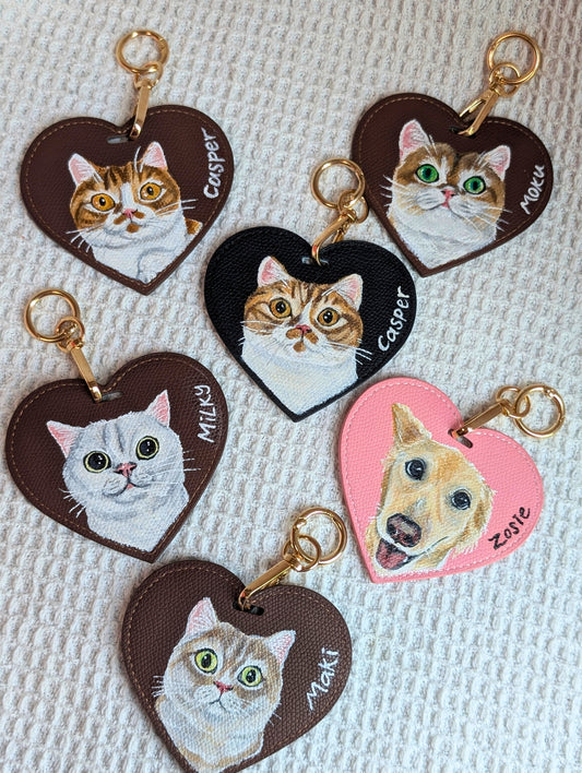 Furever in my Heart,  Hand-Painted Pet Portrait on Heart Tag