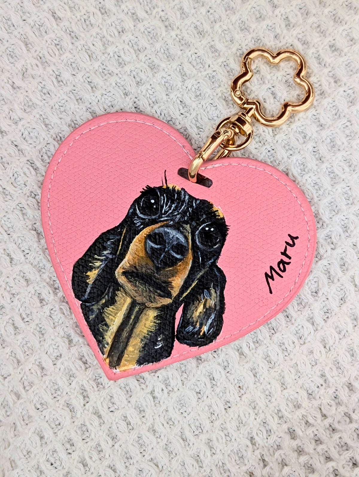 Furever in my Heart,  Hand-Painted Pet Portrait on Heart Tag