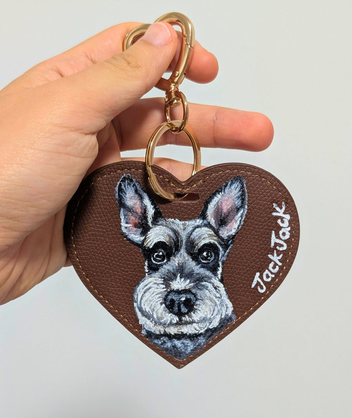 Furever in my Heart,  Hand-Painted Pet Portrait on Heart Tag