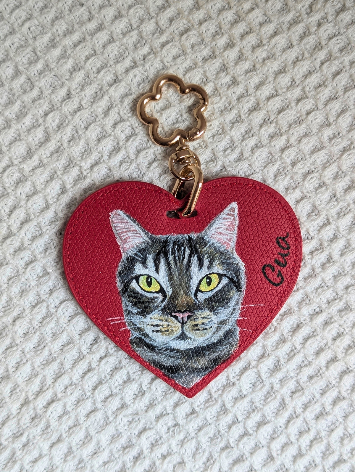 Furever in my Heart,  Hand-Painted Pet Portrait on Heart Tag