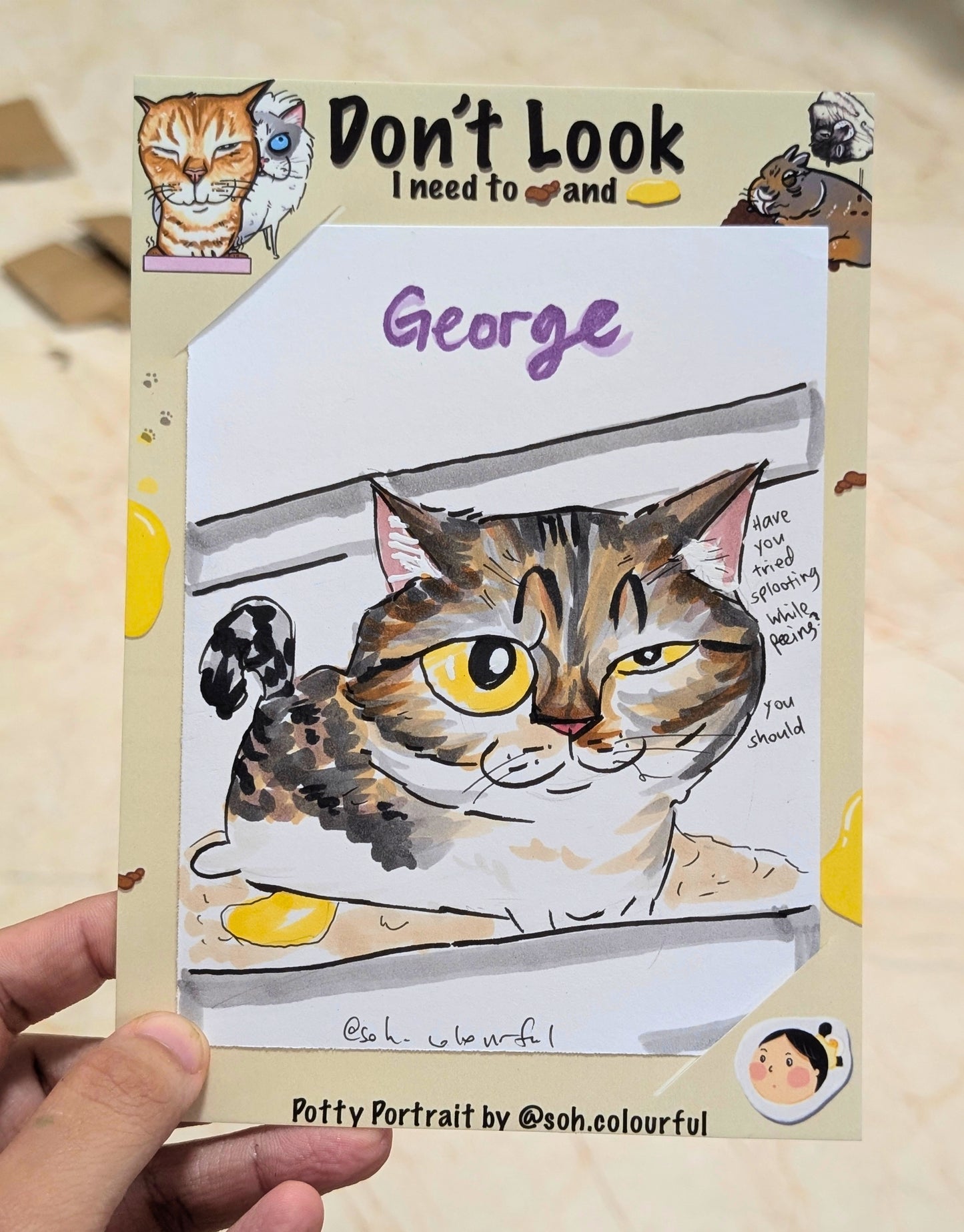 Potty Pet Portrait, I draw your pets pooping and peeing