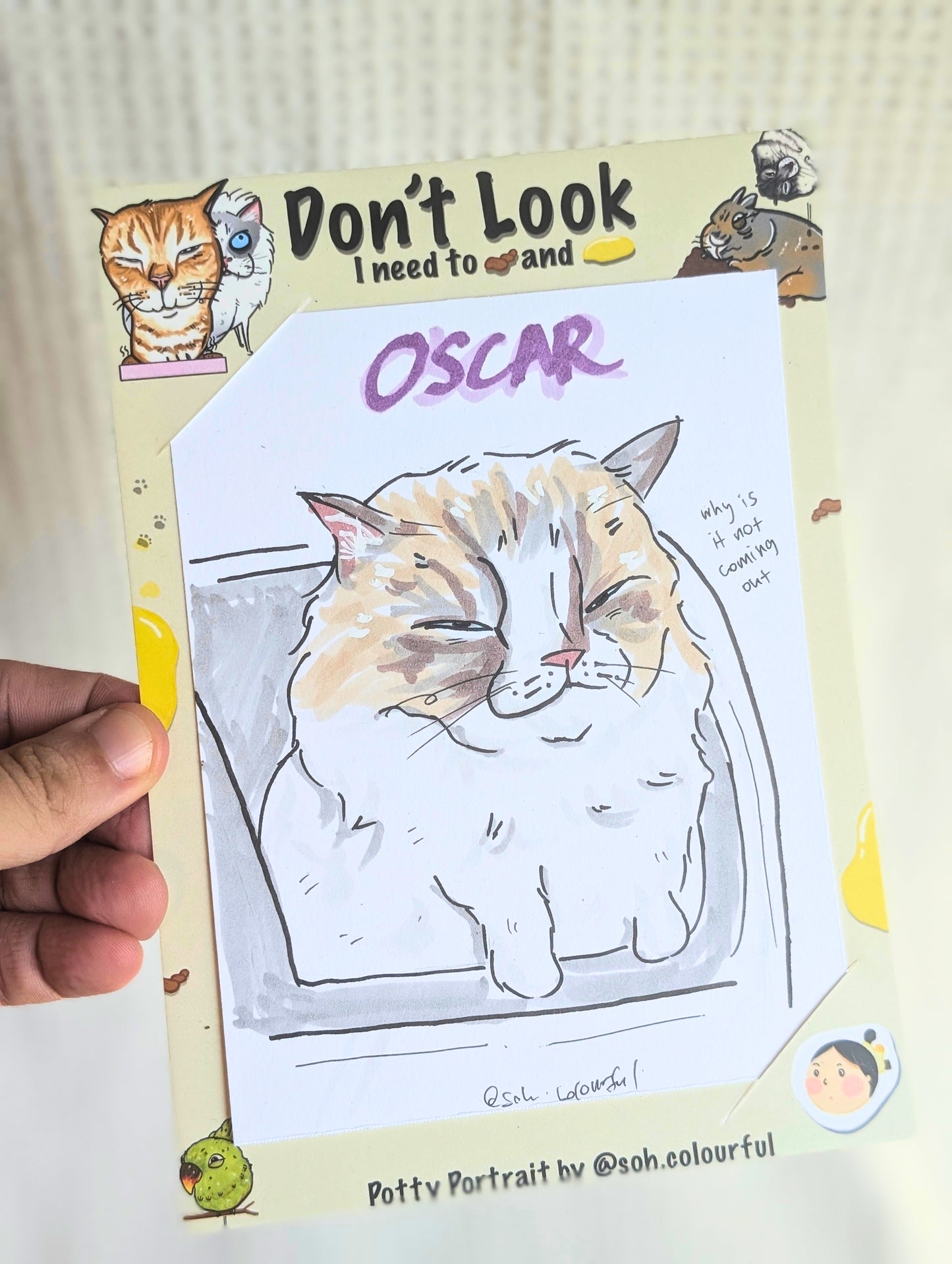 Potty Pet Portrait, I draw your pets pooping and peeing